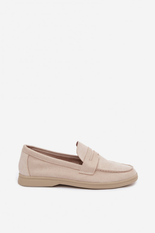 Dames mocassins van faux suede beige Renelia