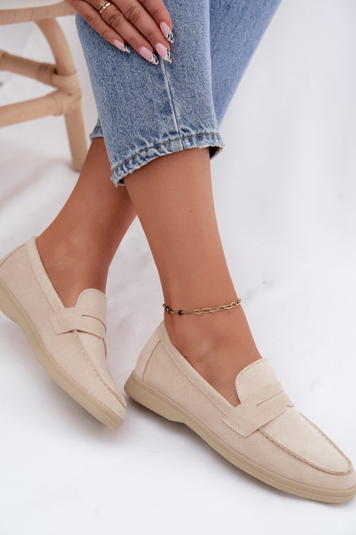 Dames mocassins van faux suede beige Renelia