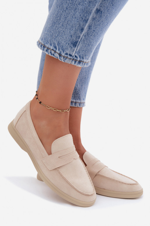 Dames mocassins van faux suede beige Renelia