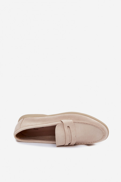 Dames mocassins van faux suede beige Renelia