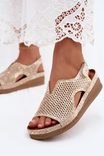 Gouden uitgesneden platformsandalen Tai turiciejka L4494-25
