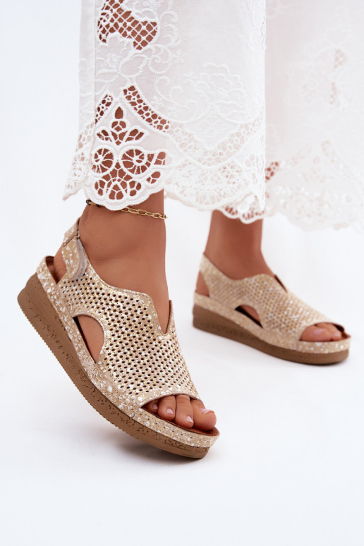 Gouden uitgesneden platformsandalen Tai turiciejka L4494-25