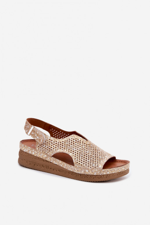 Gouden uitgesneden platformsandalen Tai turiciejka L4494-25
