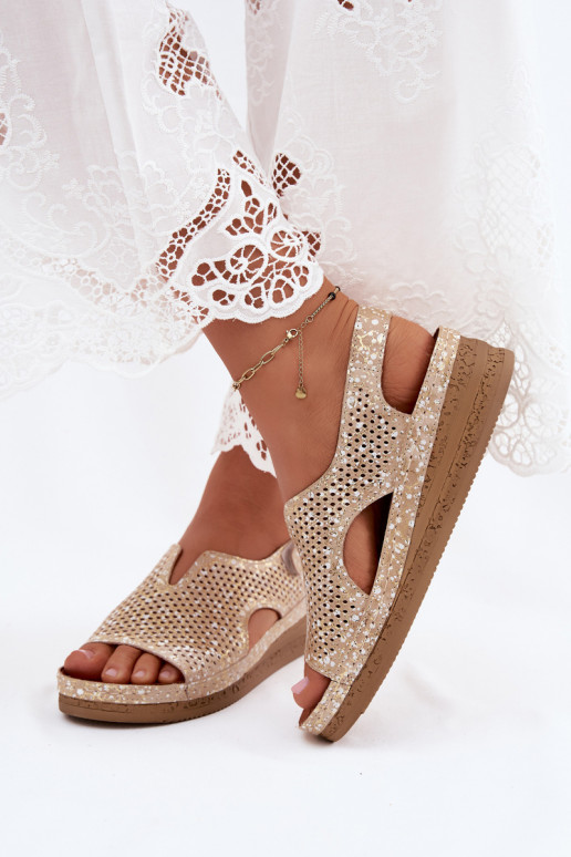 Gouden uitgesneden platformsandalen Tai turiciejka L4494-25