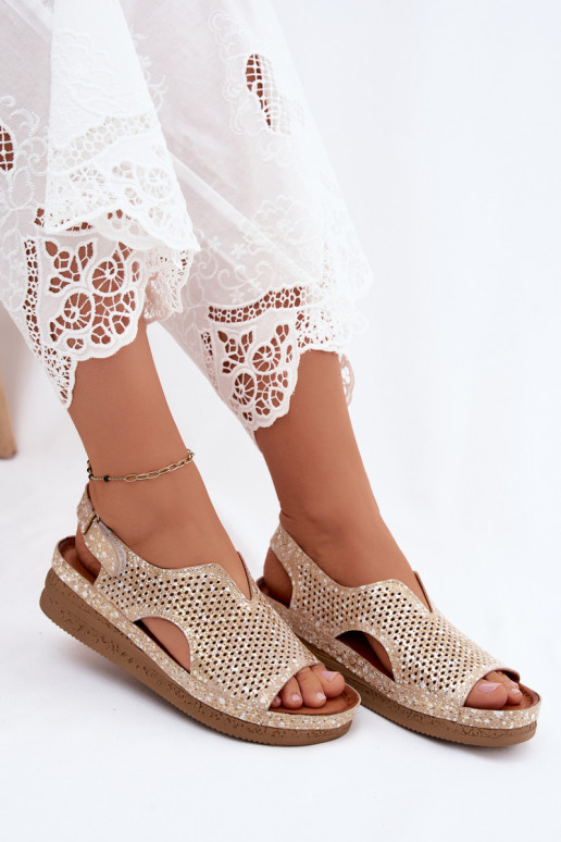 Gouden uitgesneden platformsandalen Tai turiciejka L4494-25