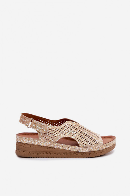 Gouden uitgesneden platformsandalen Tai turiciejka L4494-25
