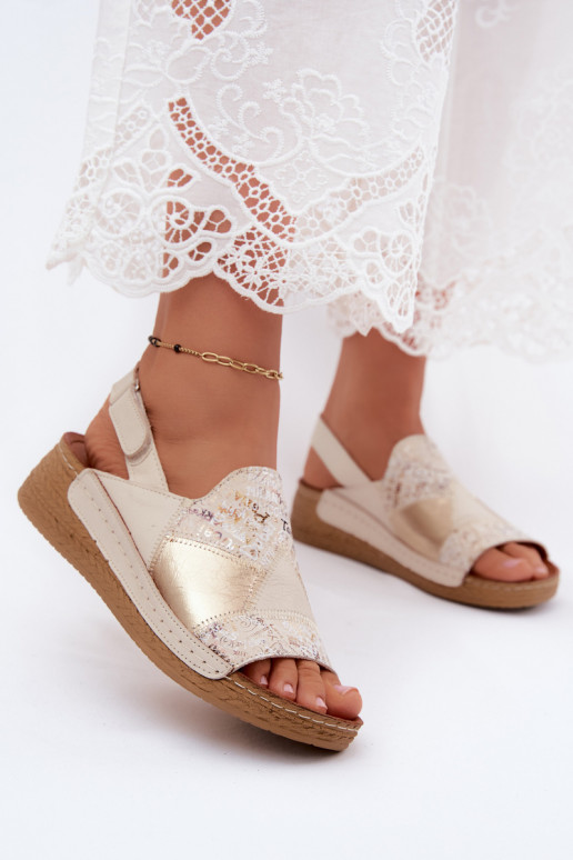 Beige platform sandalen Su Braid Tai turiciejka L7067-04
