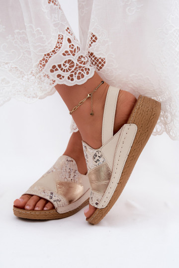 Beige platform sandalen Su Braid Tai turiciejka L7067-04 2