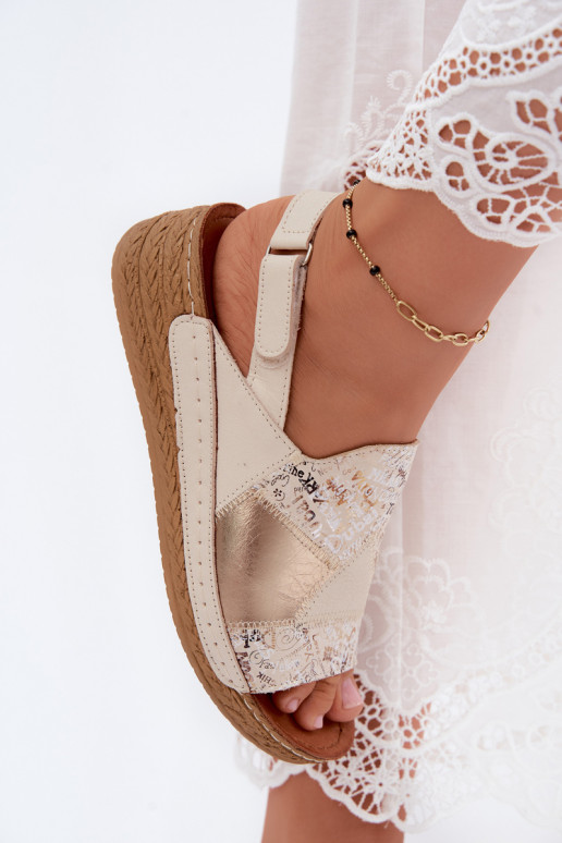 Beige platform sandalen Su Braid Tai turiciejka L7067-04
