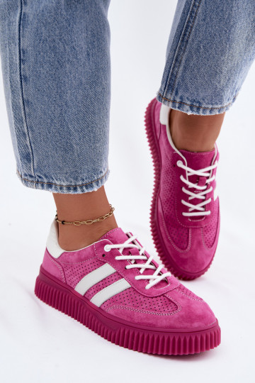 Roze suède platform sneakers Artelle