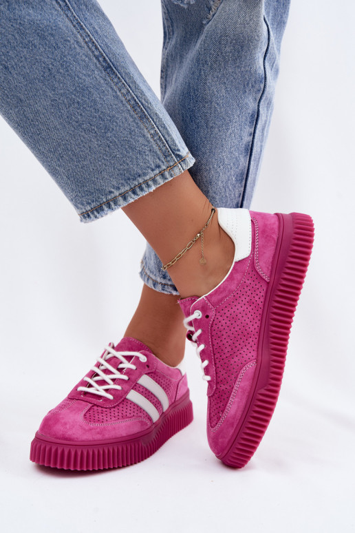 Roze suède platform sneakers Artelle