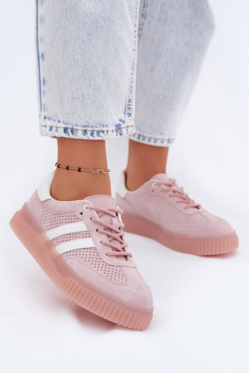 Roze suède platform sneakers Artelle