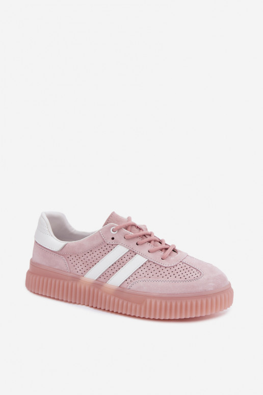 Roze suède platform sneakers Artelle