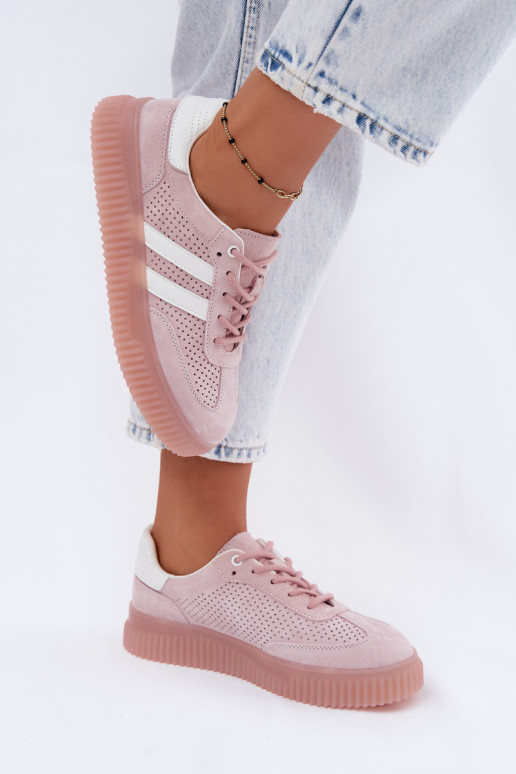 Roze suède platform sneakers Artelle