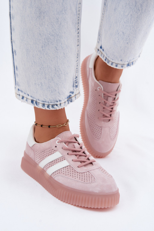 Roze suède platform sneakers Artelle
