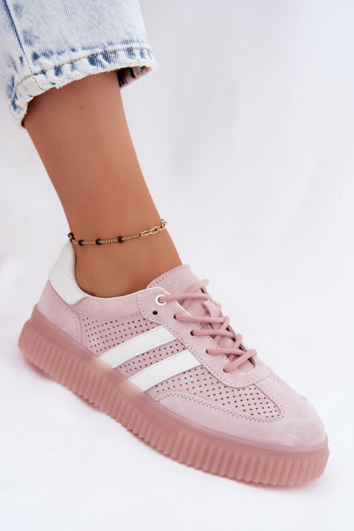 Roze suède platform sneakers Artelle