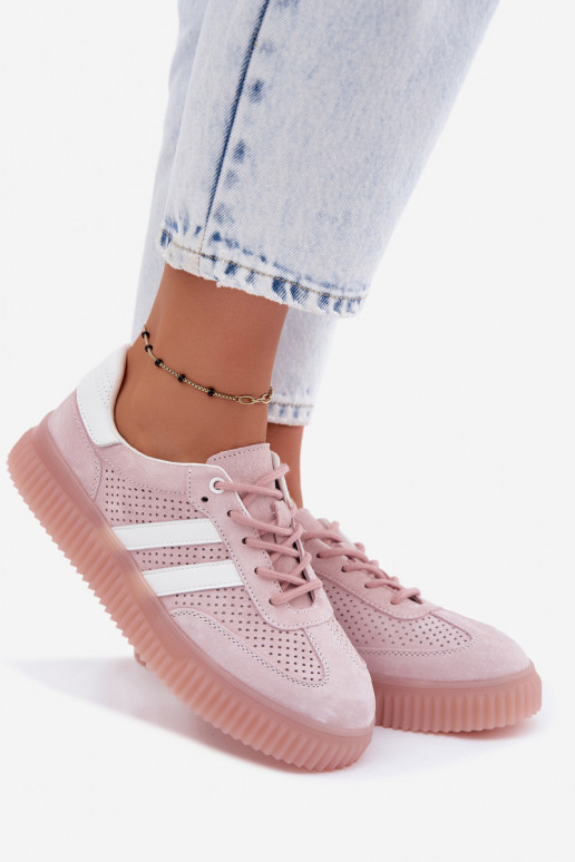 Roze suède platform sneakers Artelle