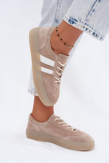 Beige platform sneakers van faux suede Coralia