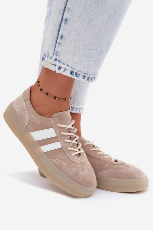 Beige platform sneakers van faux suede Coralia