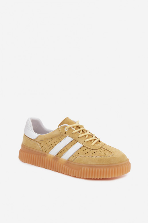 Gele platform sneakers van faux suede Coralia