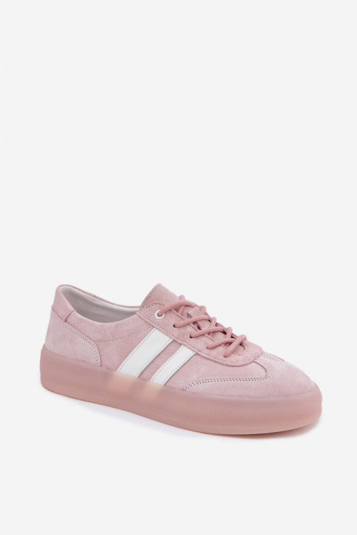 Roze platform sneakers van faux suede Coralia