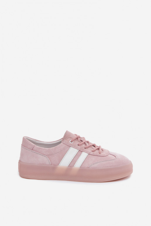 Roze platform sneakers van faux suede Coralia