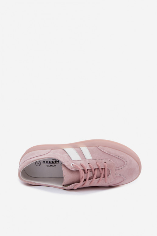 Roze platform sneakers van faux suede Coralia