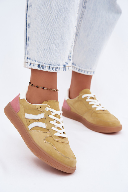 Gele suède platform sneakers Coressa