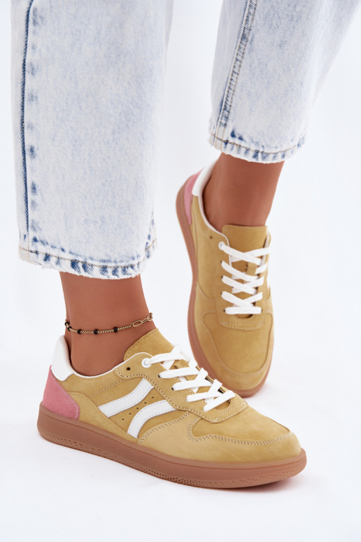 Gele suède platform sneakers Coressa