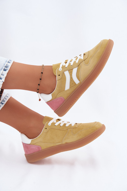 Gele suède platform sneakers Coressa