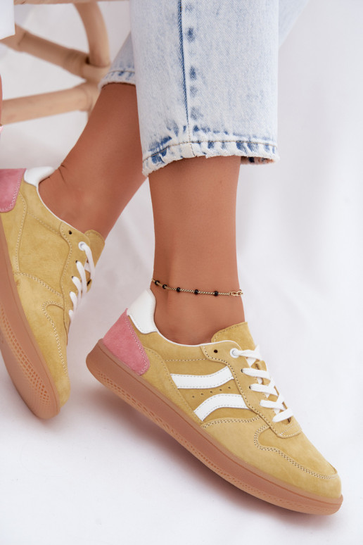 Gele suède platform sneakers Coressa