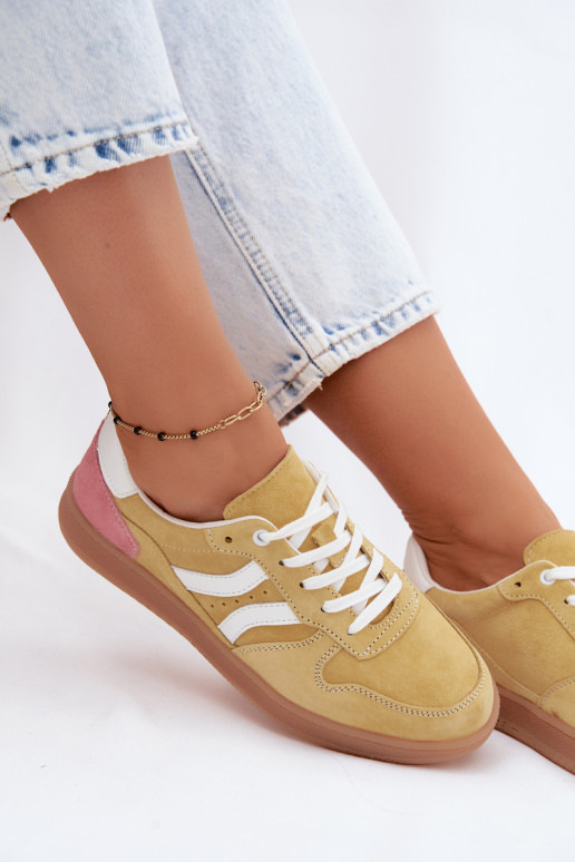 Gele suède platform sneakers Coressa