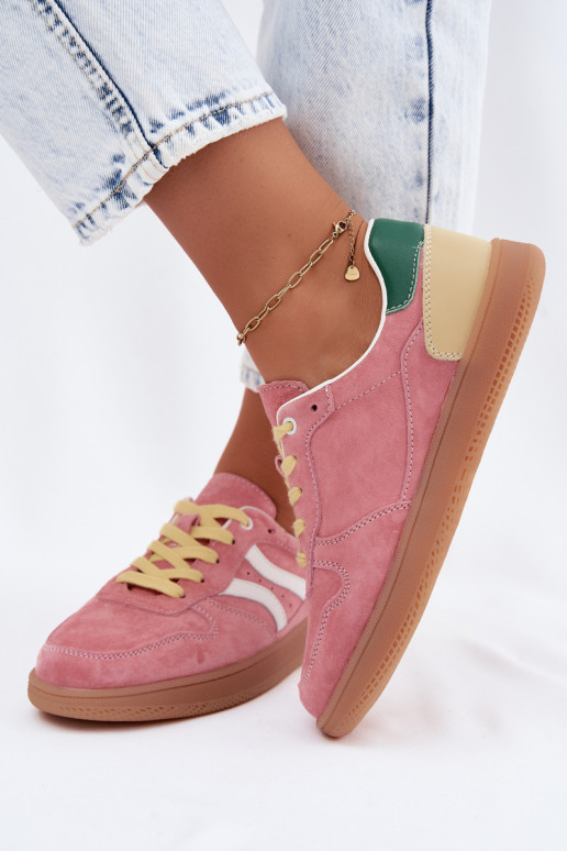Roze suède platform sneakers Coressa