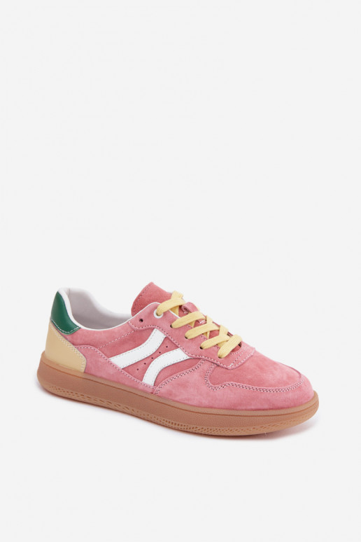 Roze suède platform sneakers Coressa