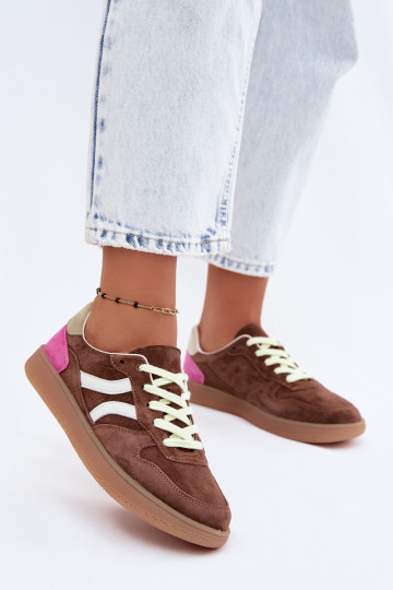 Bruine suède platform sneakers Coressa