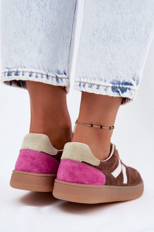 Bruine suède platform sneakers Coressa