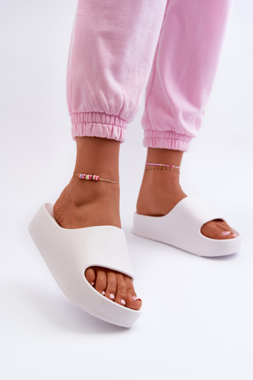 Witte dames lichte platform slippers Airaplea