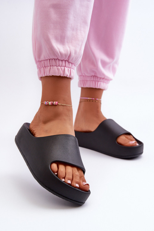 Zwarte dames lichte platform slippers Airaplea