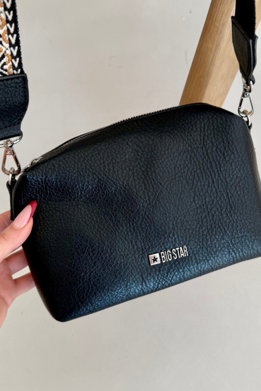 Zwarte kleine handtas met versierde handvatten Big Star OO574091
