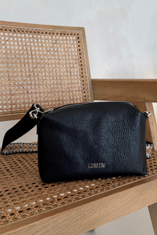 Zwarte kleine handtas met versierde handvatten Big Star OO574091