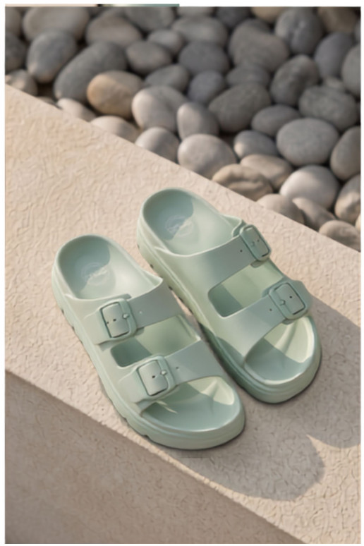 Dames slippers met schuimplatform in munt Melorea