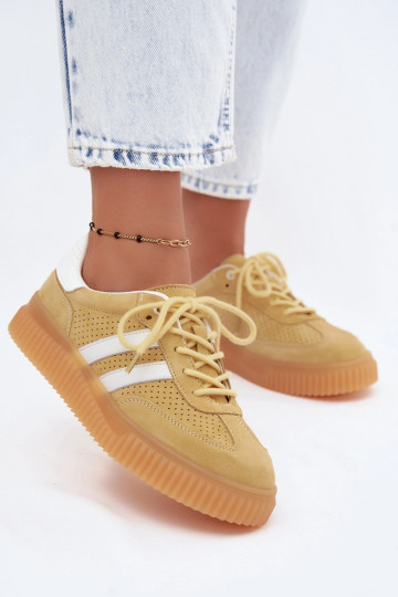 Gele suède platform sneakers Artelle