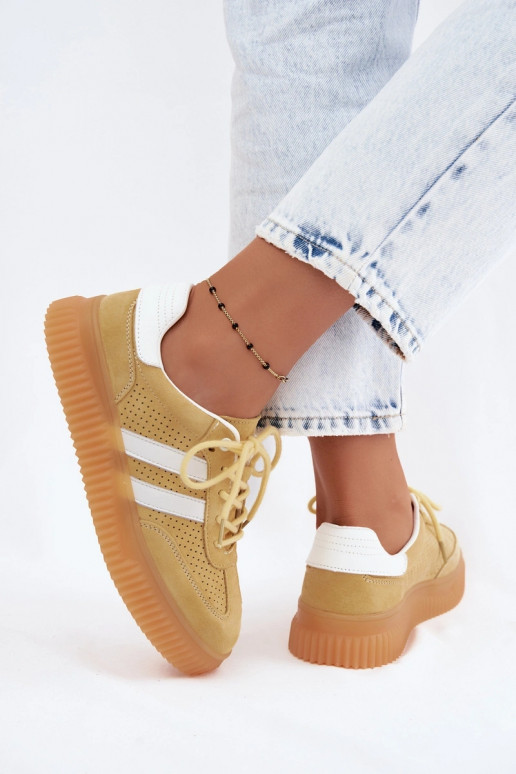 Gele suède platform sneakers Artelle