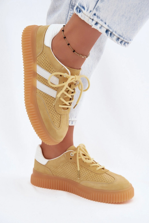 Gele suède platform sneakers Artelle