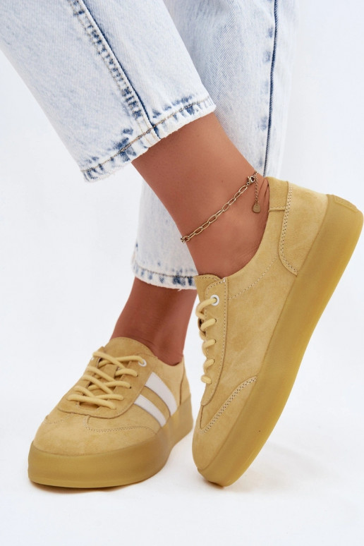 Gele platform sneakers van faux suede Coralia