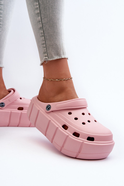 Lichte dames platform slippers in roze Itubia