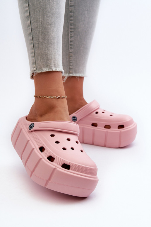 Lichte dames platform slippers in roze Itubia