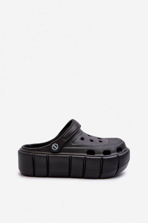 Lichte dames platform slippers in zwart Itubia