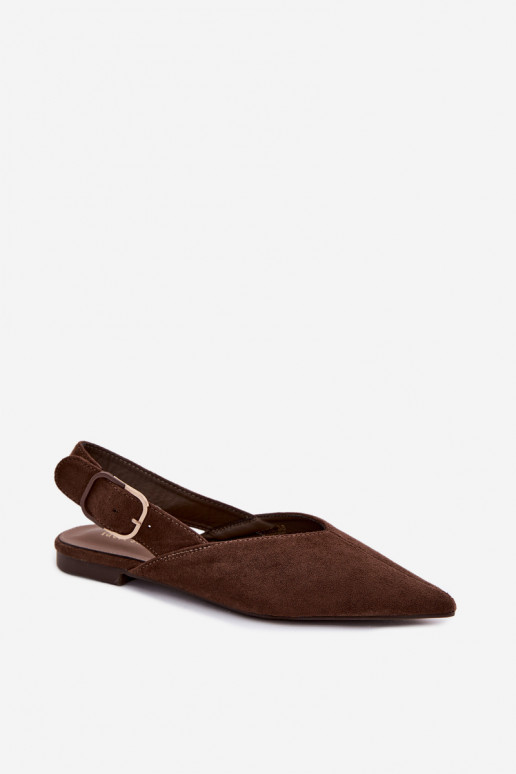 Dames ballerina's met gespen in chocolade kleur Tanelia