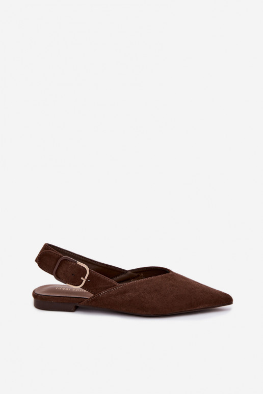 Dames ballerina's met gespen in chocolade kleur Tanelia